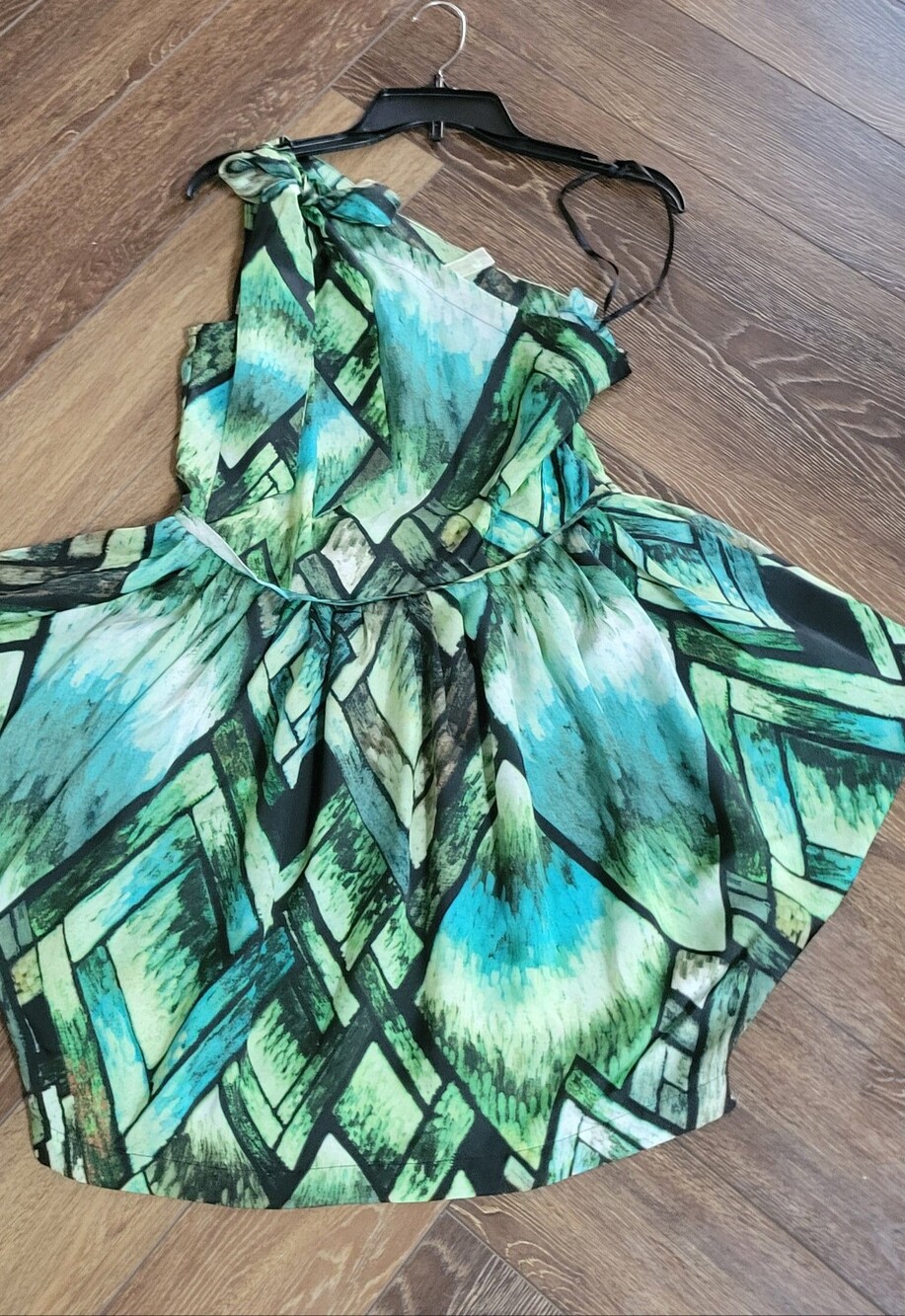 Women’s Green Abstract One Shoulder Dress